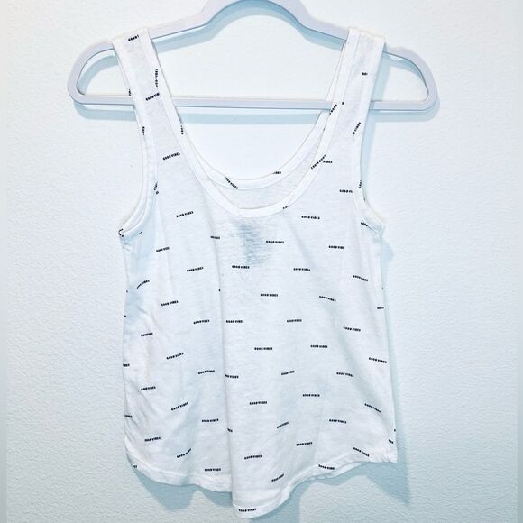 BOBI WHITE GOOD VIBES TANK TOP SIZE XS - Picture 1 of 4